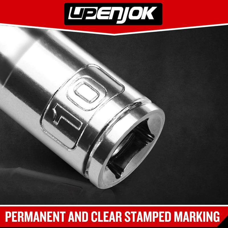 Upenjok 2PCS 1/2" Drive 10mm Socket Set, Deep, Mirror Finish, Cr-V Steel, 6-Point - Image 4